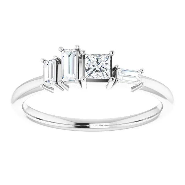 14K White 1/4 CTW Diamond Stackable Geometric Ring
