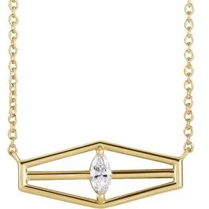 14K Yellow 1/6 CT Diamond Geometric 18" Necklace