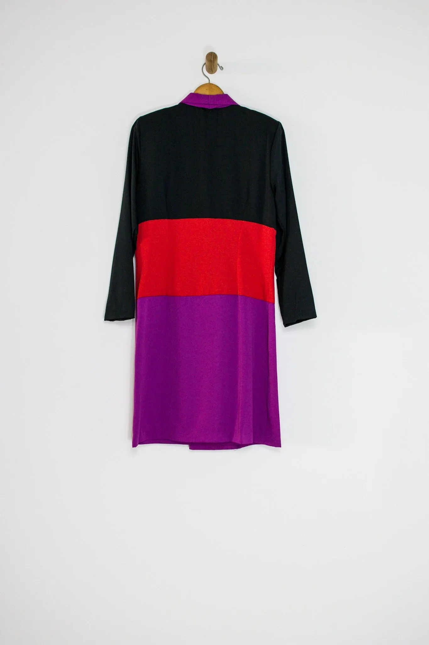 80’s COLOR BLOCK COAT DRESS / LARGE