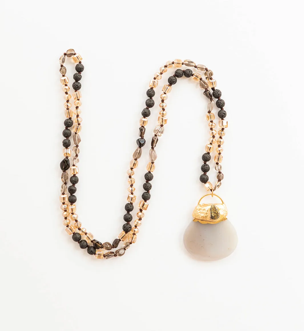 Boho & Mala Natural Tribal Round Mix Stone Necklace TN