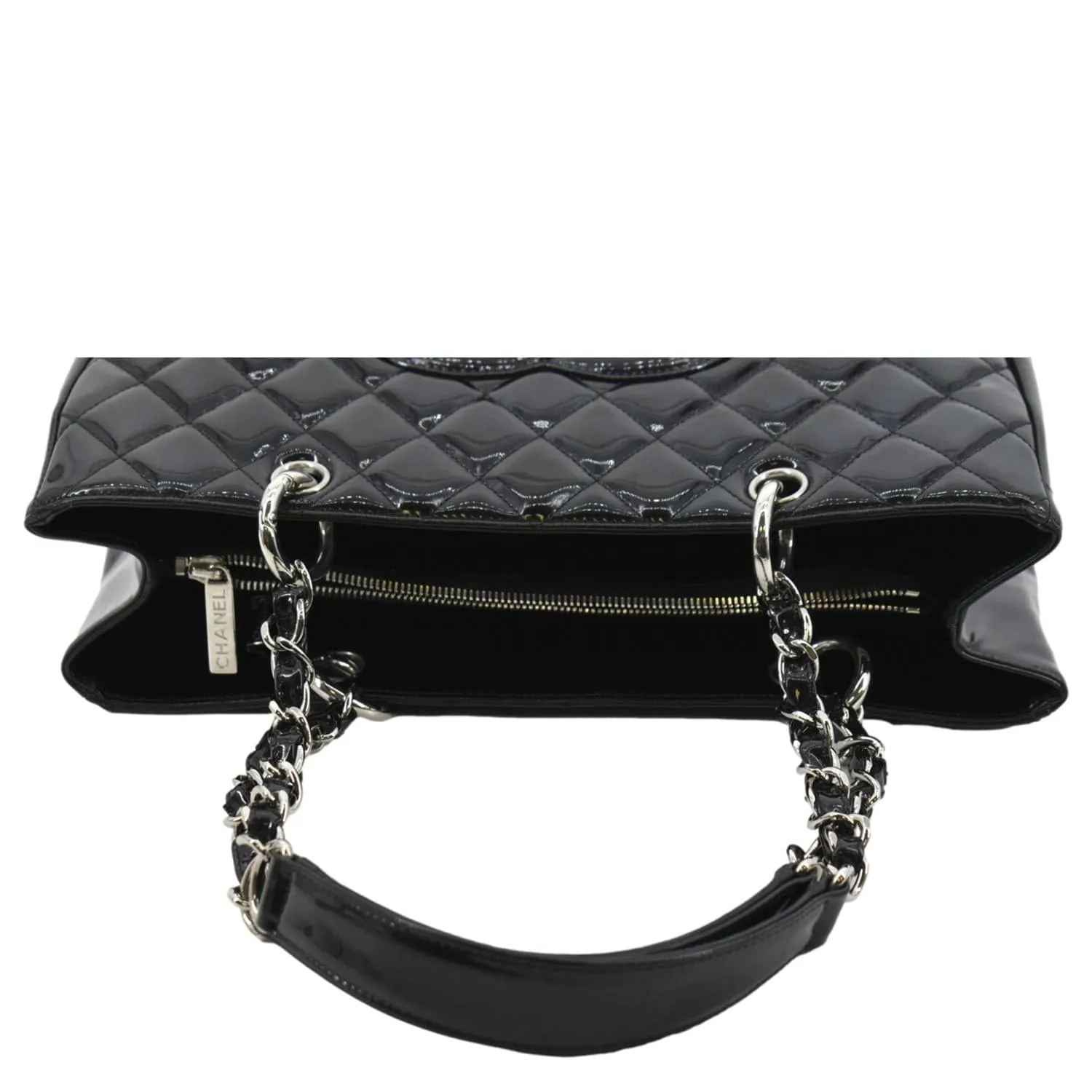 CHANEL Grand Shopping Patent Leather GST Tote Bag Black