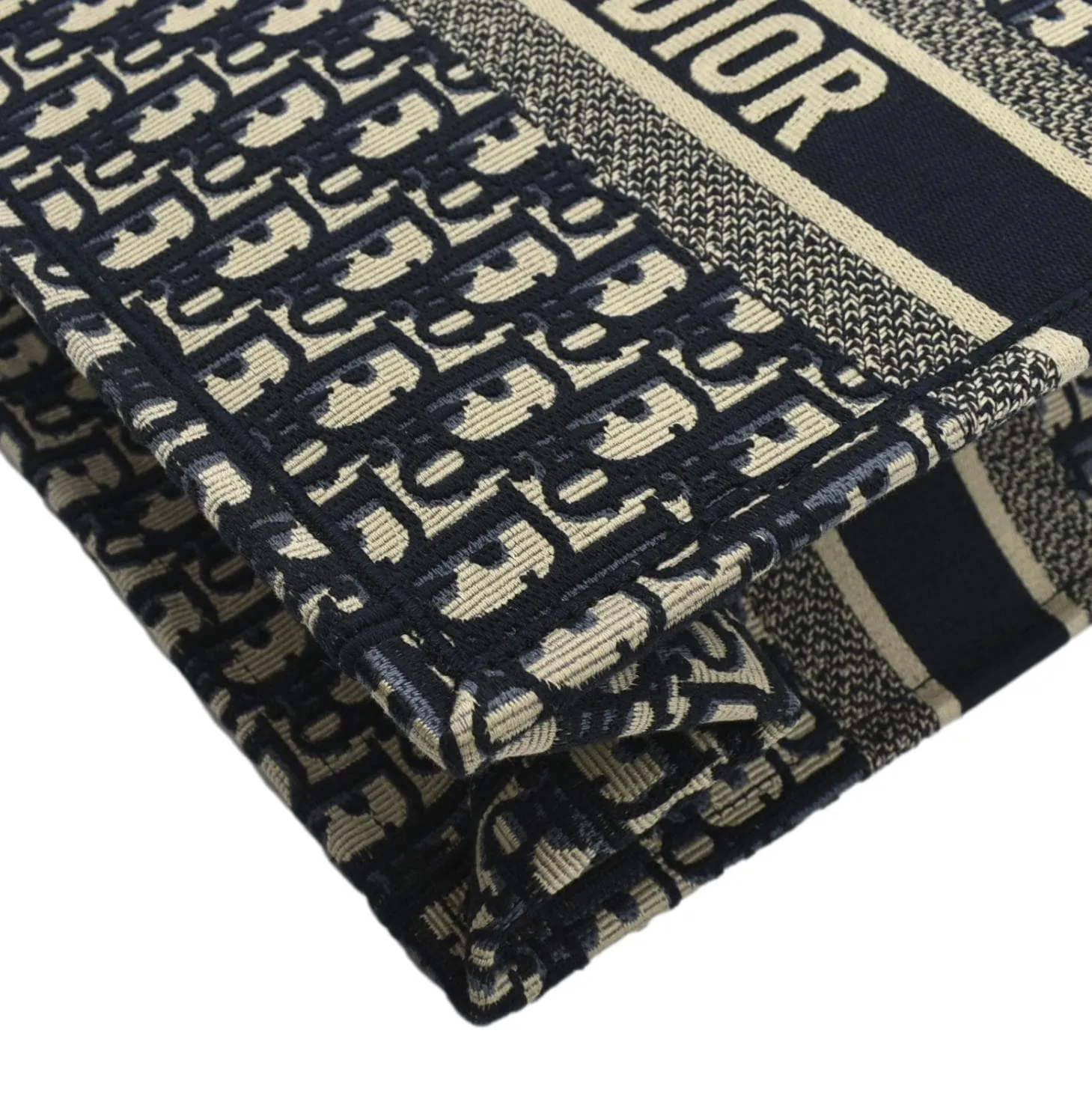 CHRISTIAN DIOR Book Small Oblique Embroidery Tote Bag Blue