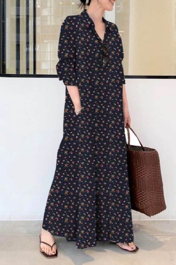 Cotton Long Sleeve Maxi Dress