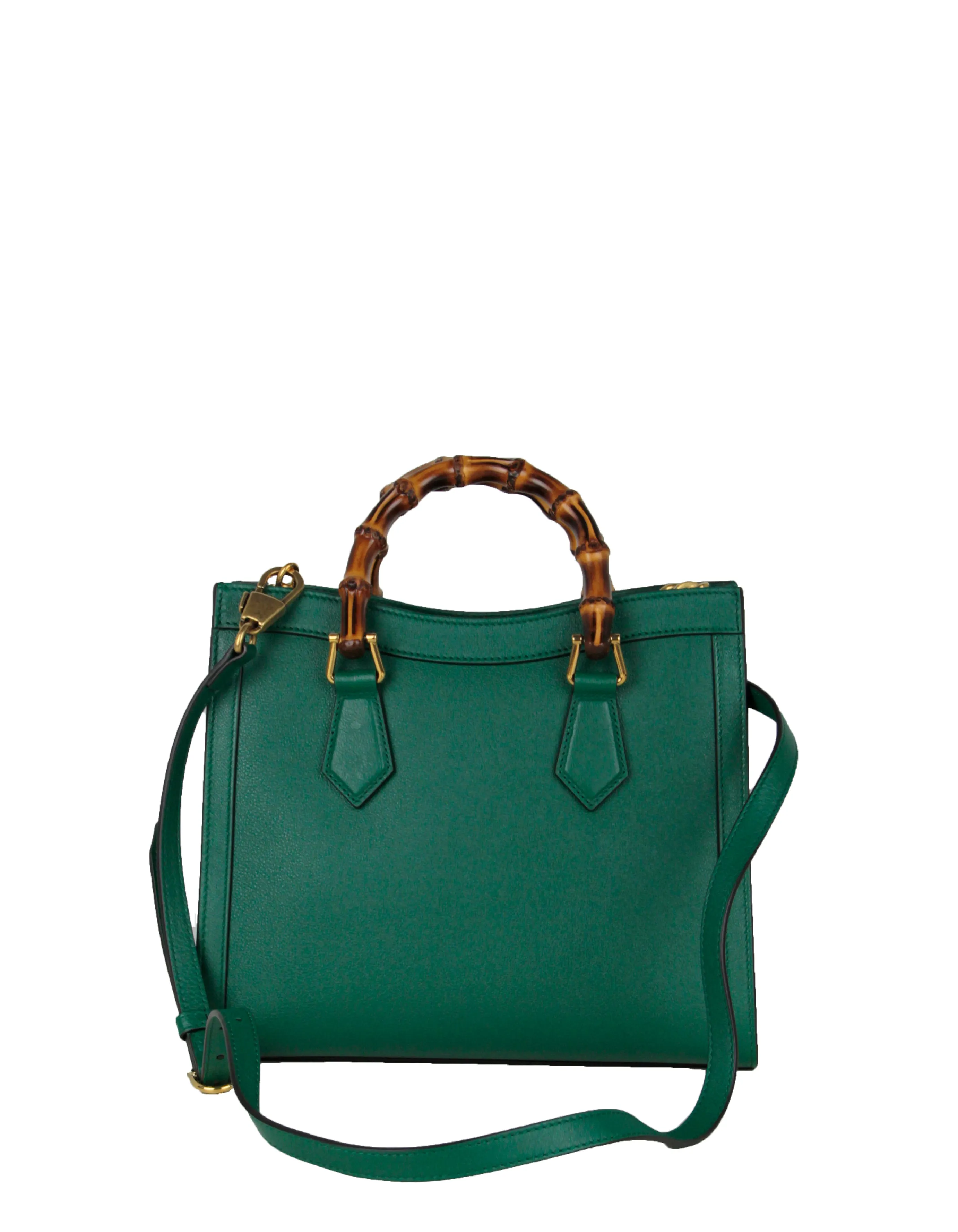 Gucci Emerald Green Small Calfskin Leather Diana Bamboo Bag w/ Strap