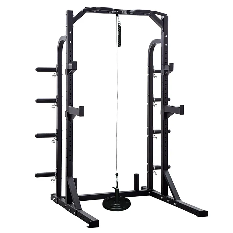 Hit Fitness Commercial Half Rack with Cable Pulley System