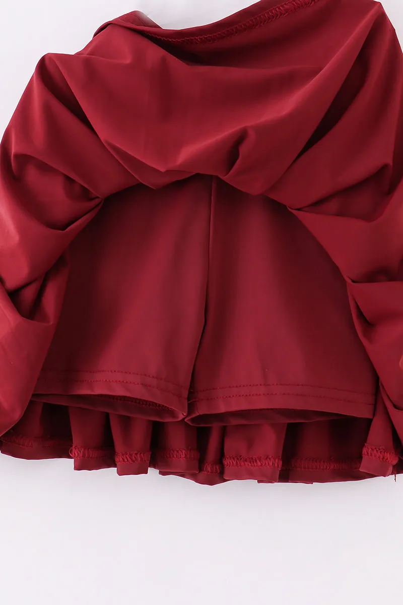 Maroon Pleats Active Skorts