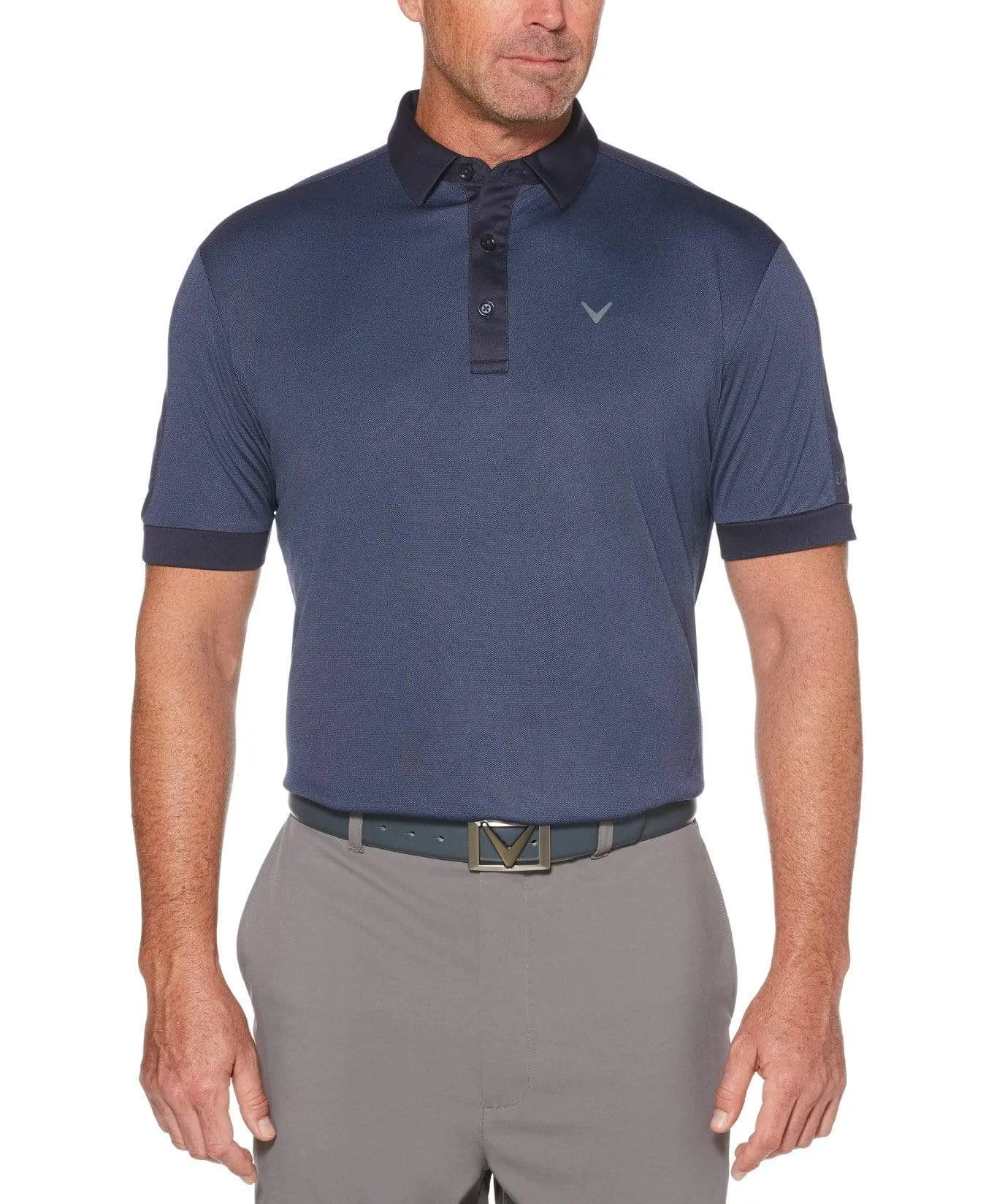 Mens Birdseye Color Block Polo