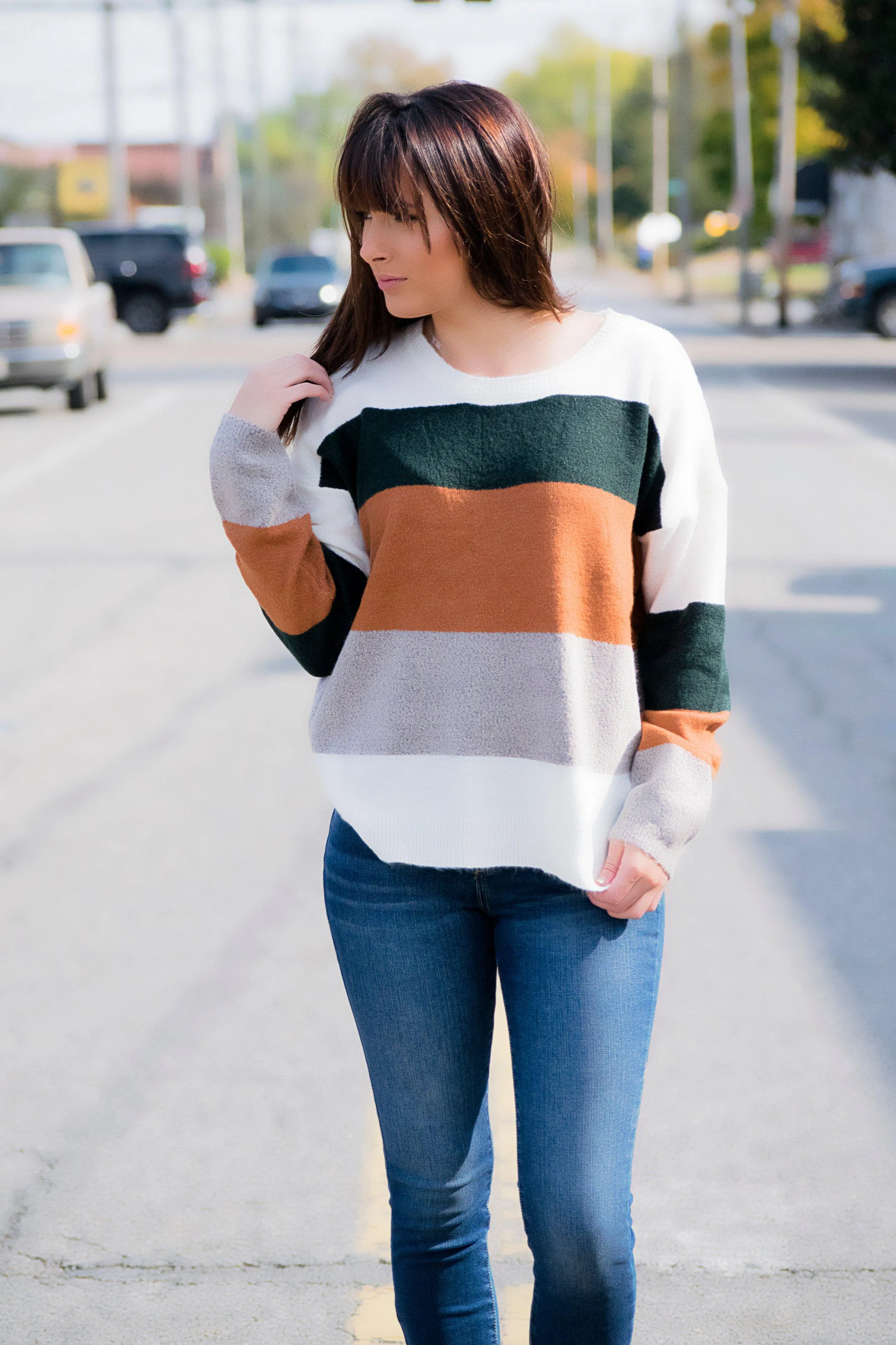 Mountain Escape Sweater - Green/Camel