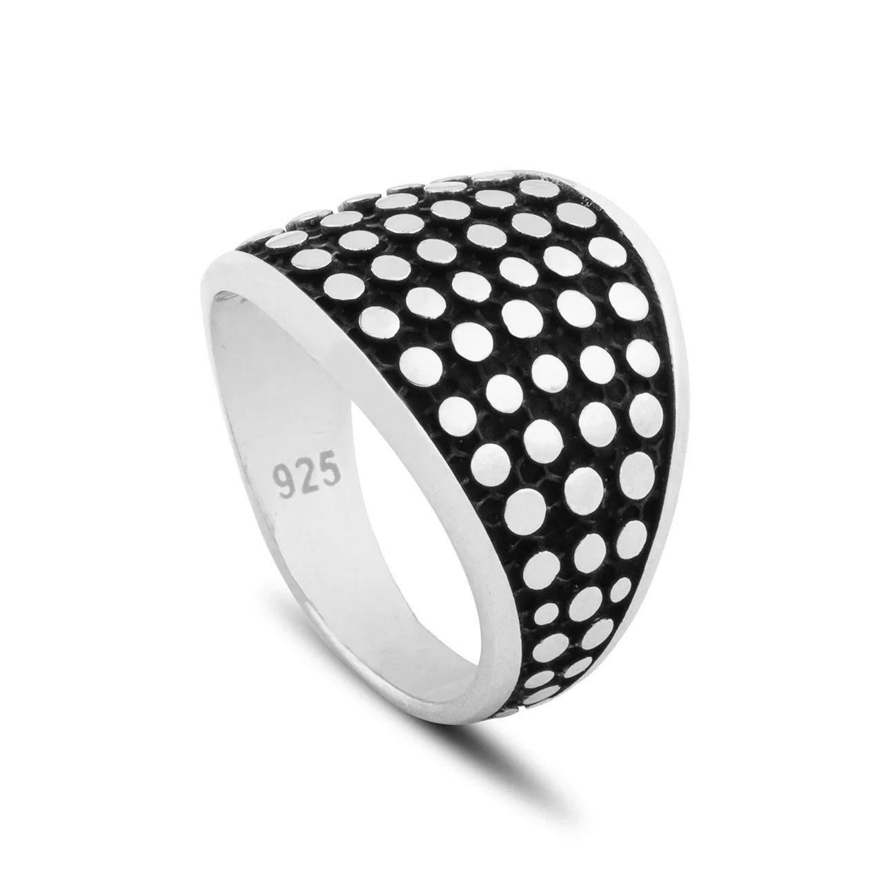 Retro Style Shield Shaped Oxidized Sterling Silver Ring for Men