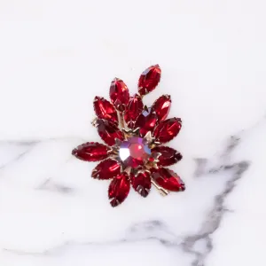 Vintage Petite Red Rhinestone Brooch
