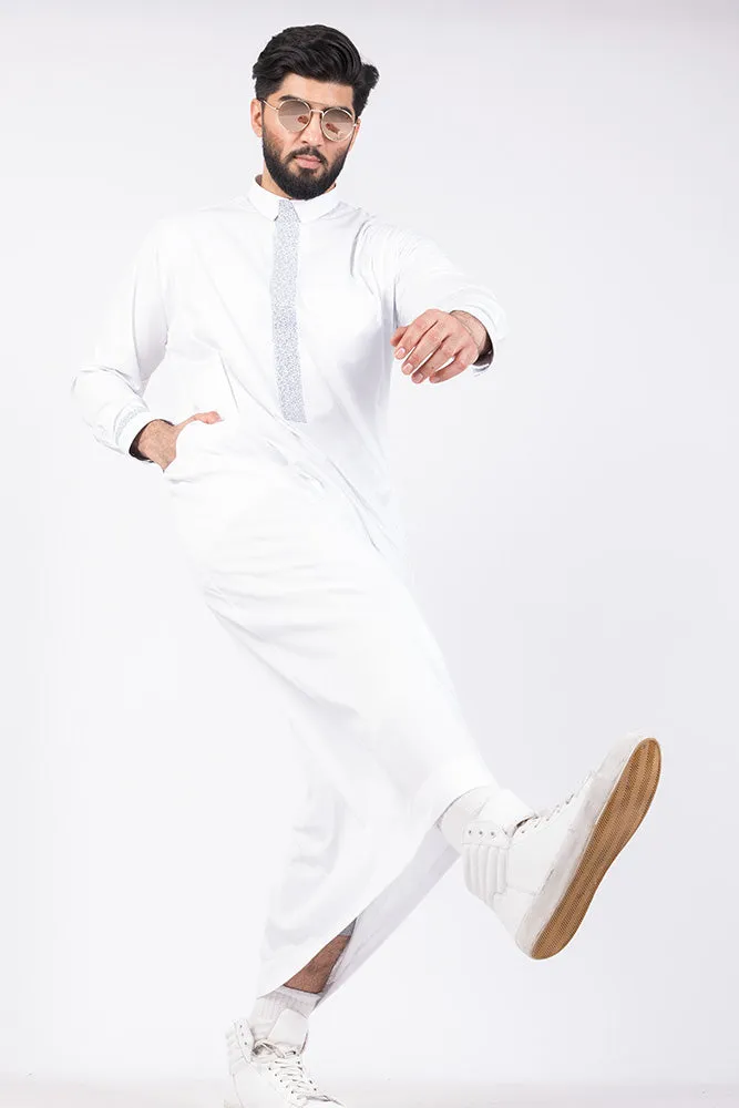 White Retro Print Jubbah